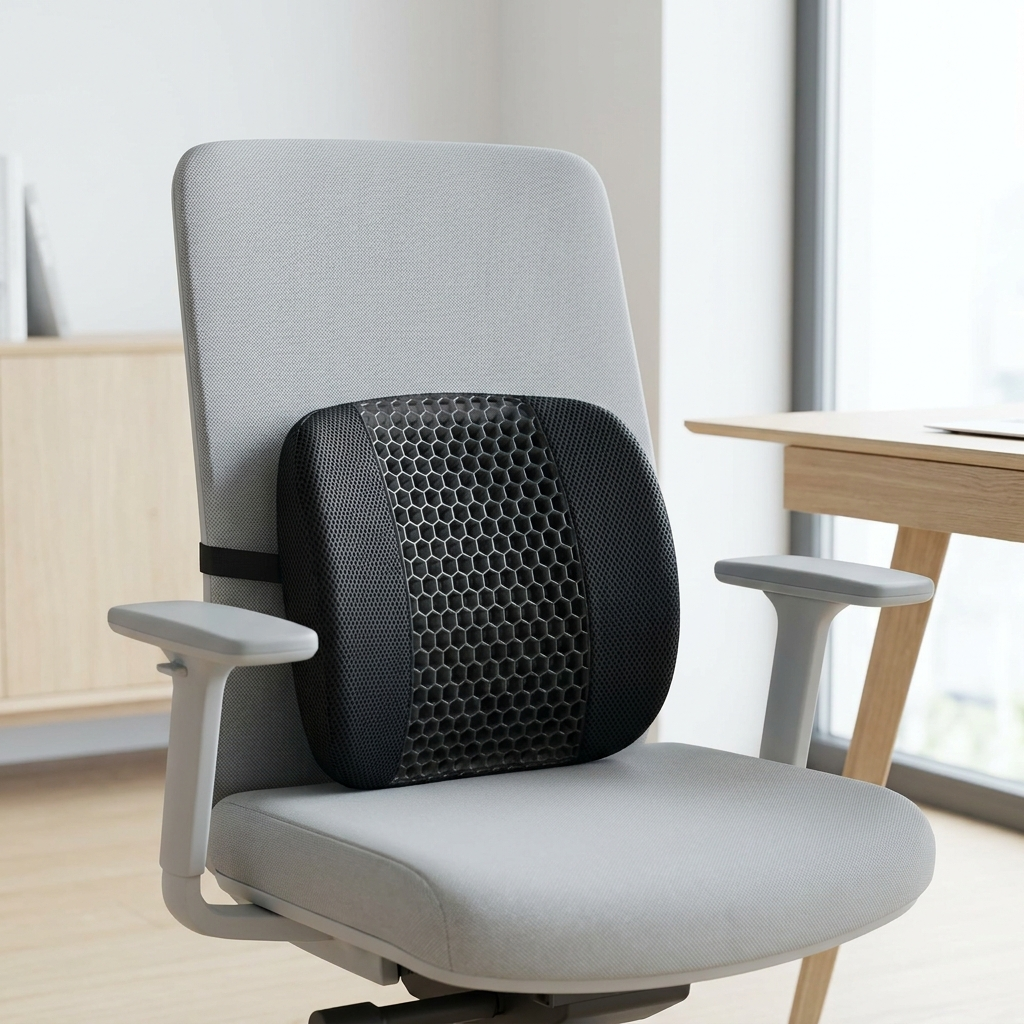 Coussin lombaire gel GelAura sur dossier de chaise